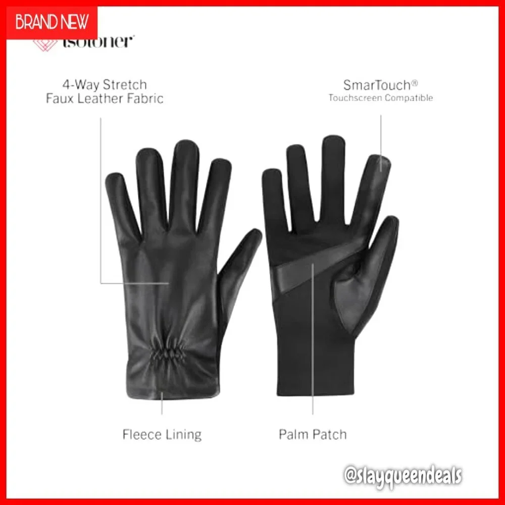 Women's Touchscreen Gloves with Genuine Leather and Fleece Lining